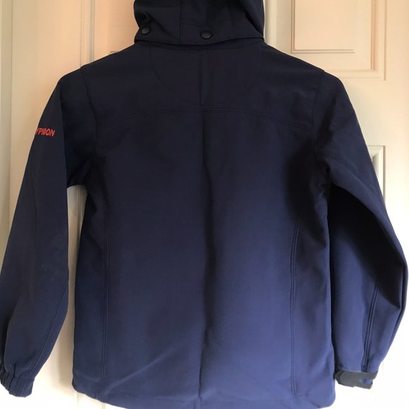 Windproof Softshell Blue Jacket w Orange Zipper - Picture 2 of 7